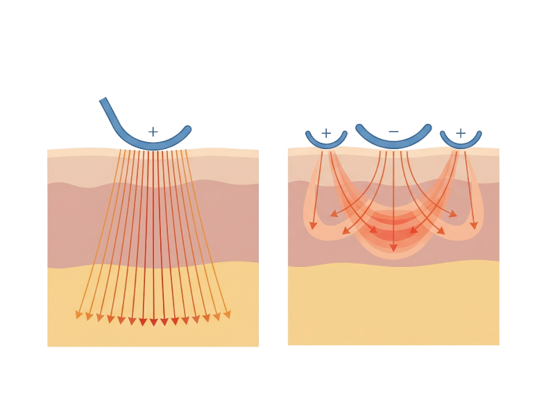 Monopolar vs Multipolar RF: Deep vs superficial heating options
